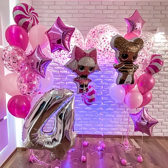 Композиция из шаров "Вечеринка в розовом стиле куклы LOL"