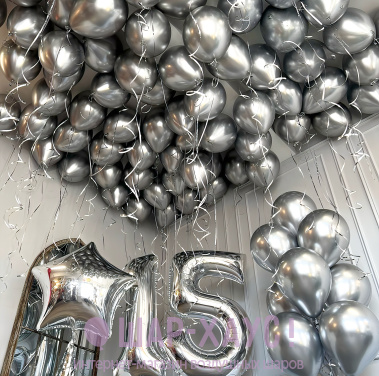 Композиция из шаров "Big Silver"  фото